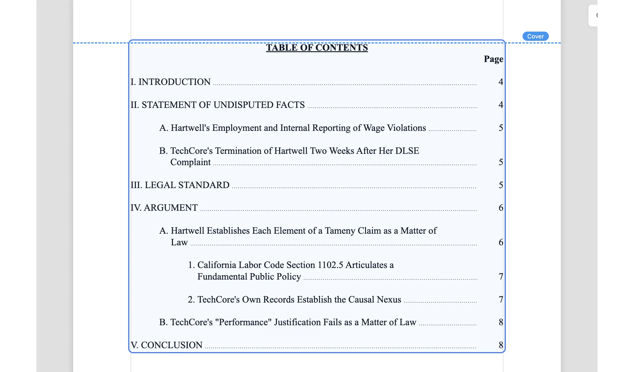 3. The TOC populates itself